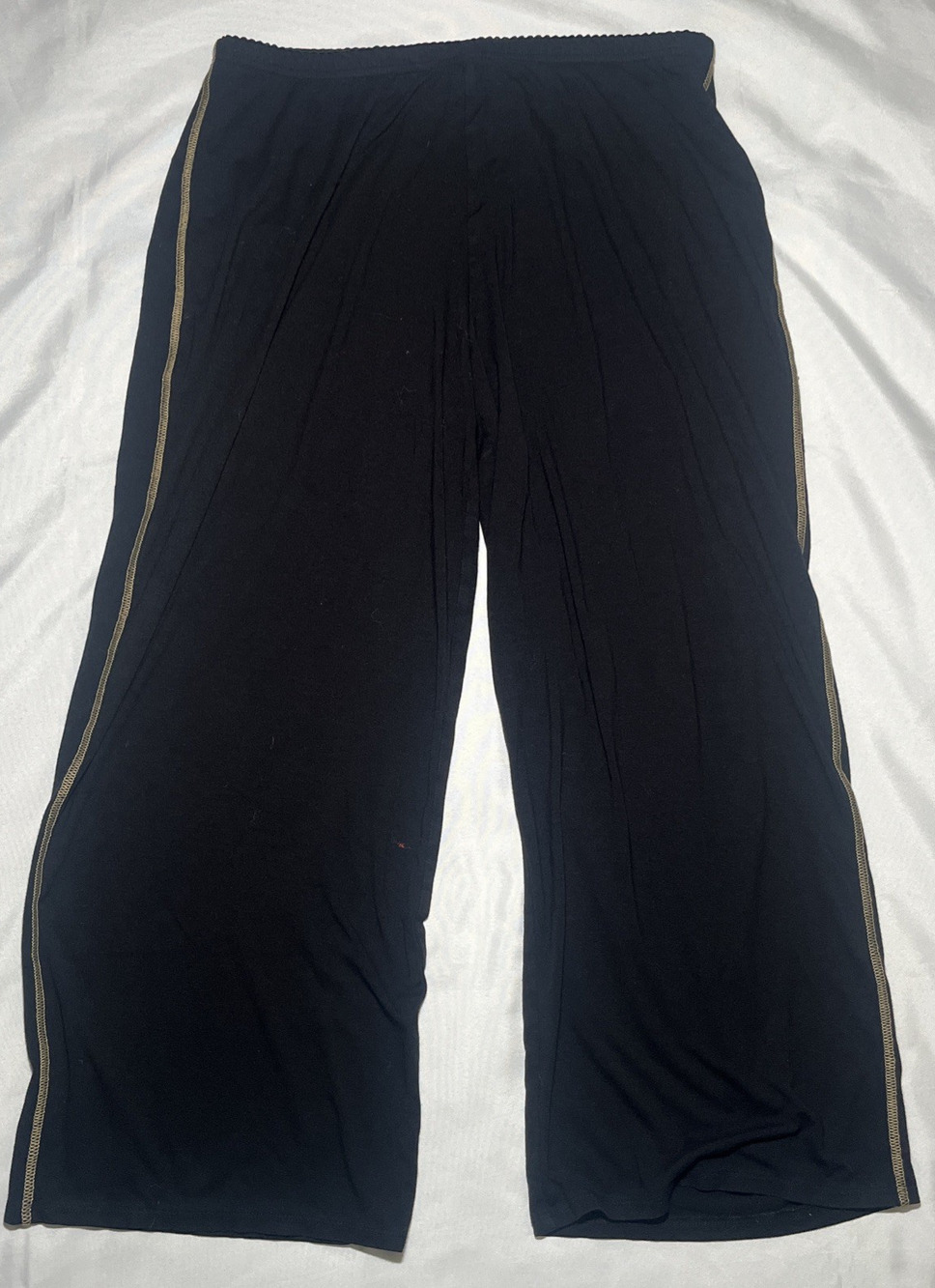 J Jill Sleep Pants Women Size M Relaxed Wide Leg Cropped Black Stretch Stripe